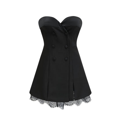 Zephyra black lace-detail mini dress